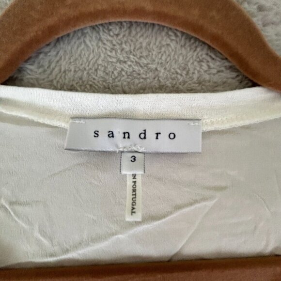 Linen Silk Blouse by Sandro Paris Womens EU 3 (Large) Chic White Tiger - Picture 4 of 6